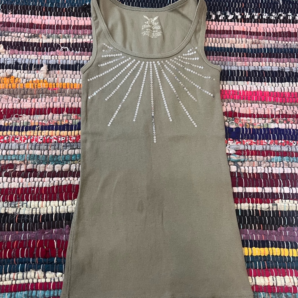 Faded Glory Green Sequin Tank Top